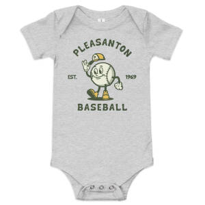 Retro Pleasanton Baseball Baby Onesie – Vintage Style Infant Apparel