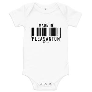 Born In Pleasanton Baby Onesie – Funny Barcode Design Infant Bodysuit Baby one piece