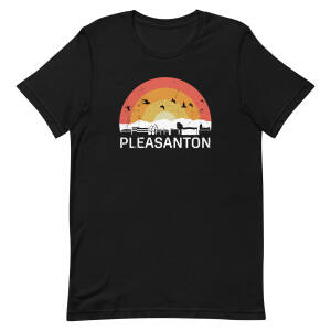 Retro Pleasanton, CA Sunrise T-Shirt – Vintage Style with Scenic Birds Design