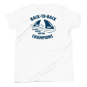 Pleasanton Meadows Sharks Youth Tee – Back-to-Back Champs 2023 & 2024!